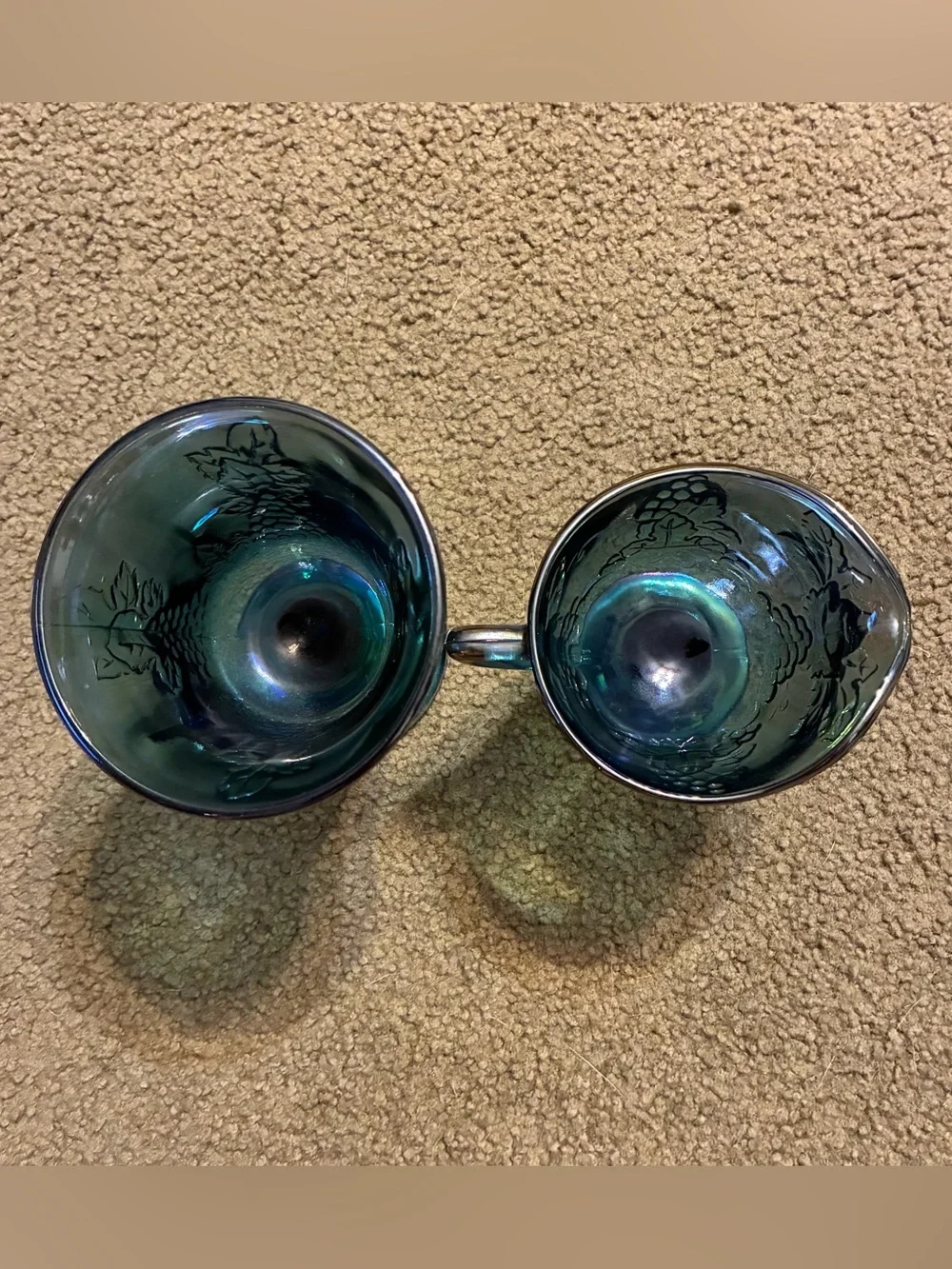 Indiana Glass Iridescent Blue Carnival Harvest Grape Cream & Sugar